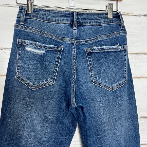 Flying Monkey Jeans Mid Rise Skinny Stretch Denim Blue Distressed Size 25 - Picture 9 of 10